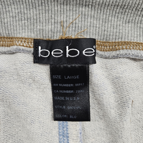 Bebe Y2k Drawstring Lounge Pants Denim Accents Wide Leg Flare Blue Size Large - Picture 7 of 16